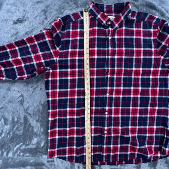 Line of Trade Men XXL Red Blue Plaid Flannel Long Sleeve Button Up Shirt NEW - Picture 5 of 8